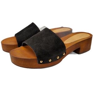 LIKE NEW Seychelles Black Suede Good Spirit Slide Sandal 8.5